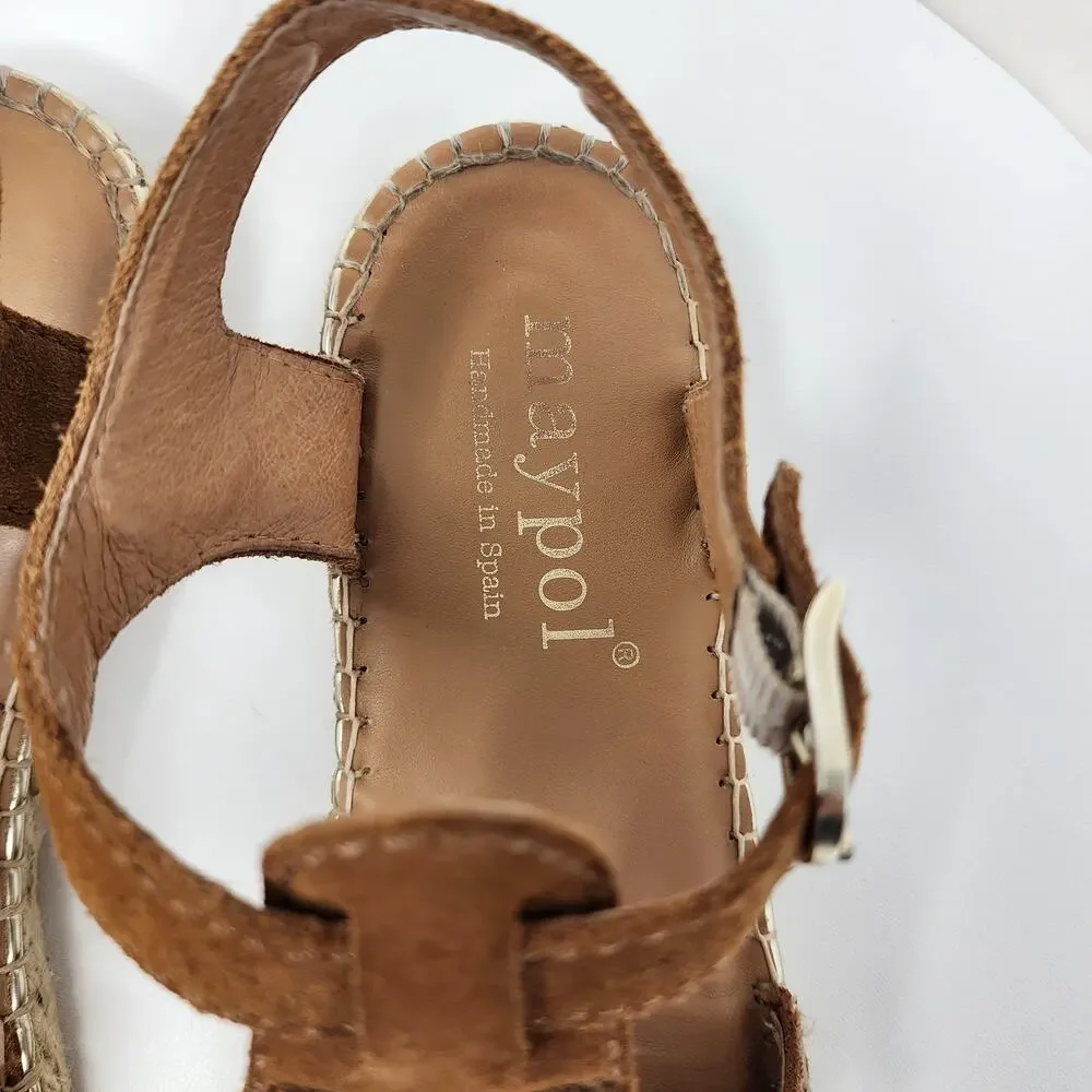 Anthro Maypol Kiltie Fringed Espadrille Sandals Women EU40/US9.5 Brown Suede
